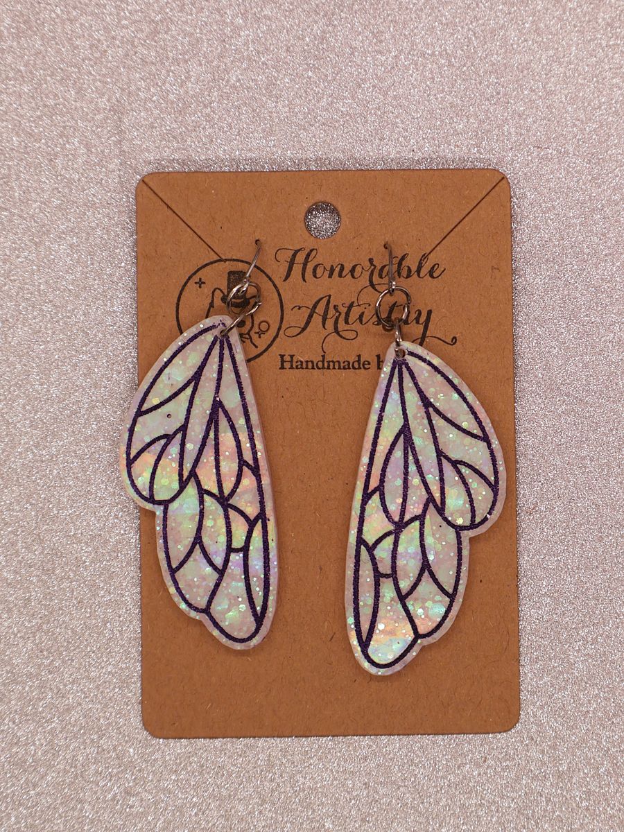 Holographic Fairy Wing Earrings Version 1 product image (3)