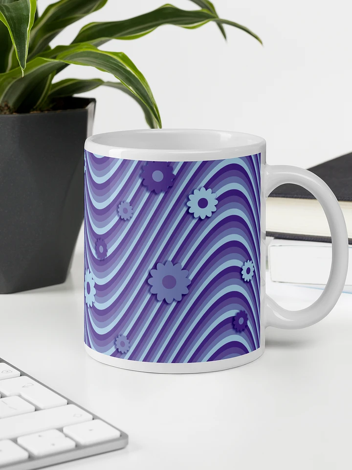 Purple Waves Floral Retro Mug product image (1)