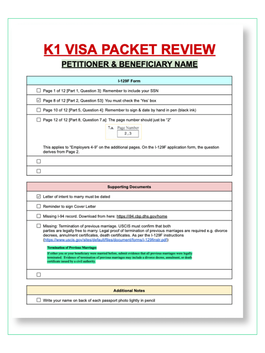 K1 VISA PACKET REVIEW product image (2)