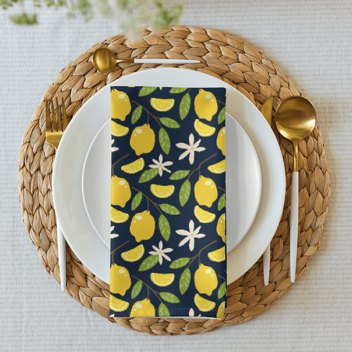 Lemon Print Cloth Napkin Set (4) | Bright & Cheerful Table Accent product image (1)