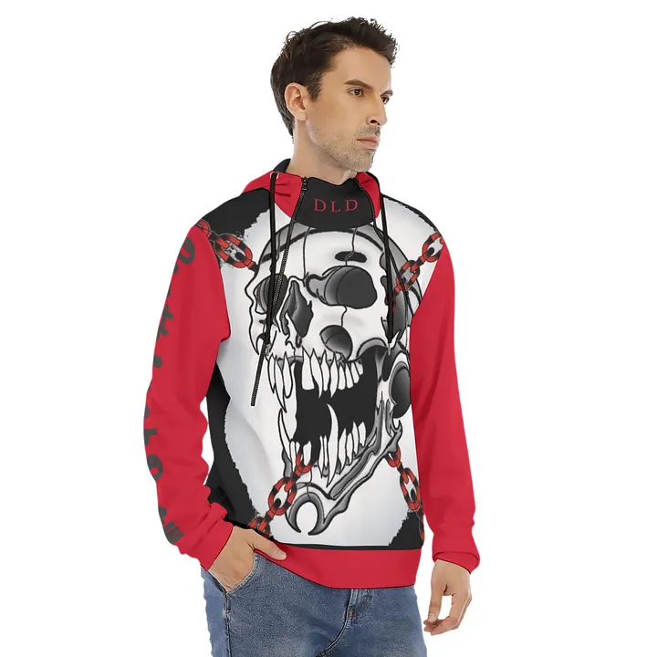 DeathlockDrew All-Over Print Men's Hoodie With Placket Double Zipper product image (2)