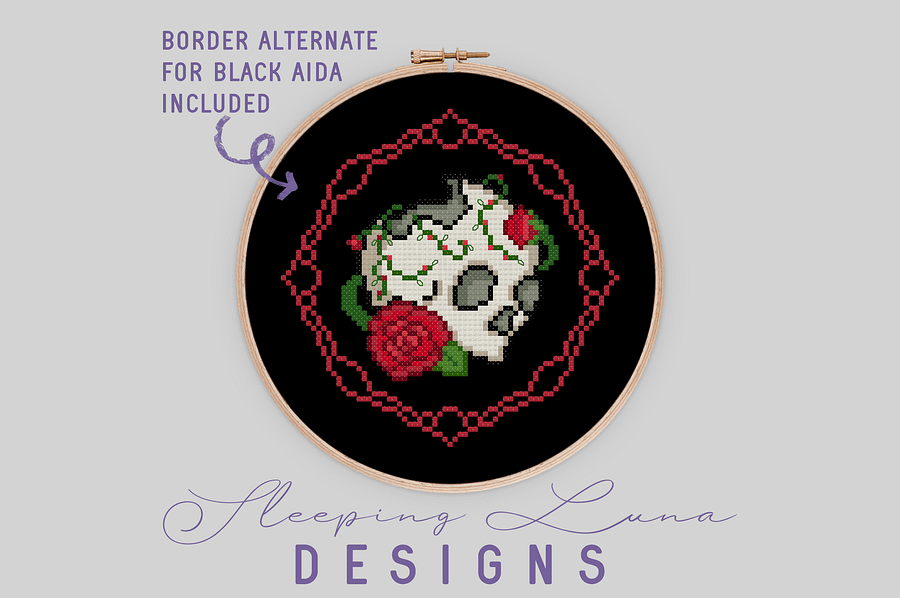 Skull and Roses - Digital Cross Stitch Pattern product image (2)