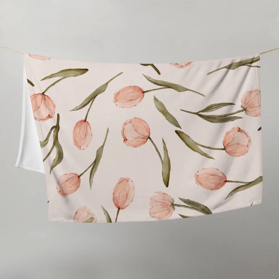 Velvet blanket with pink tulips product image (21)