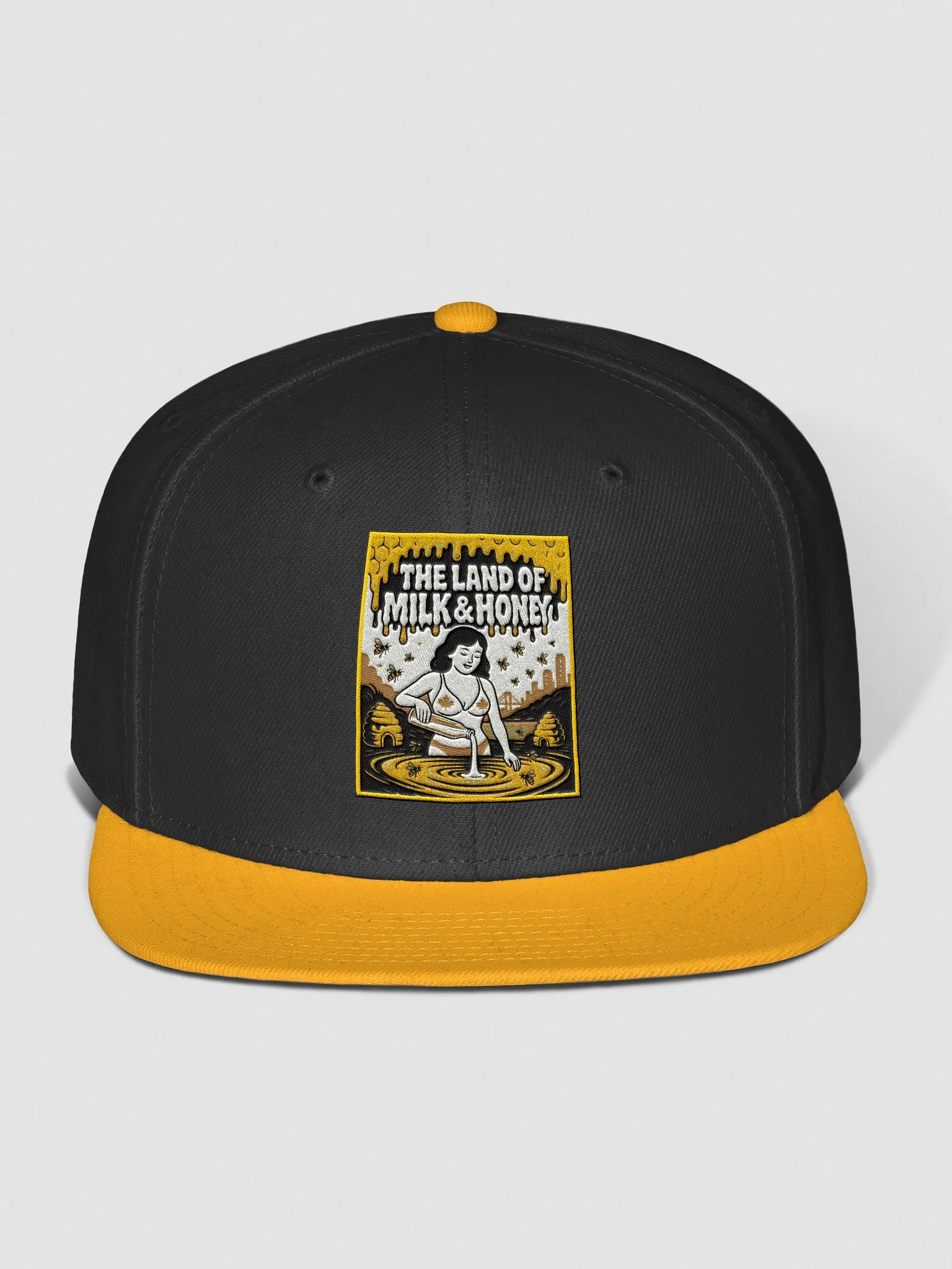 Gold "THE LAND OF MILK & HONEY" Snapback Cap product image (1)
