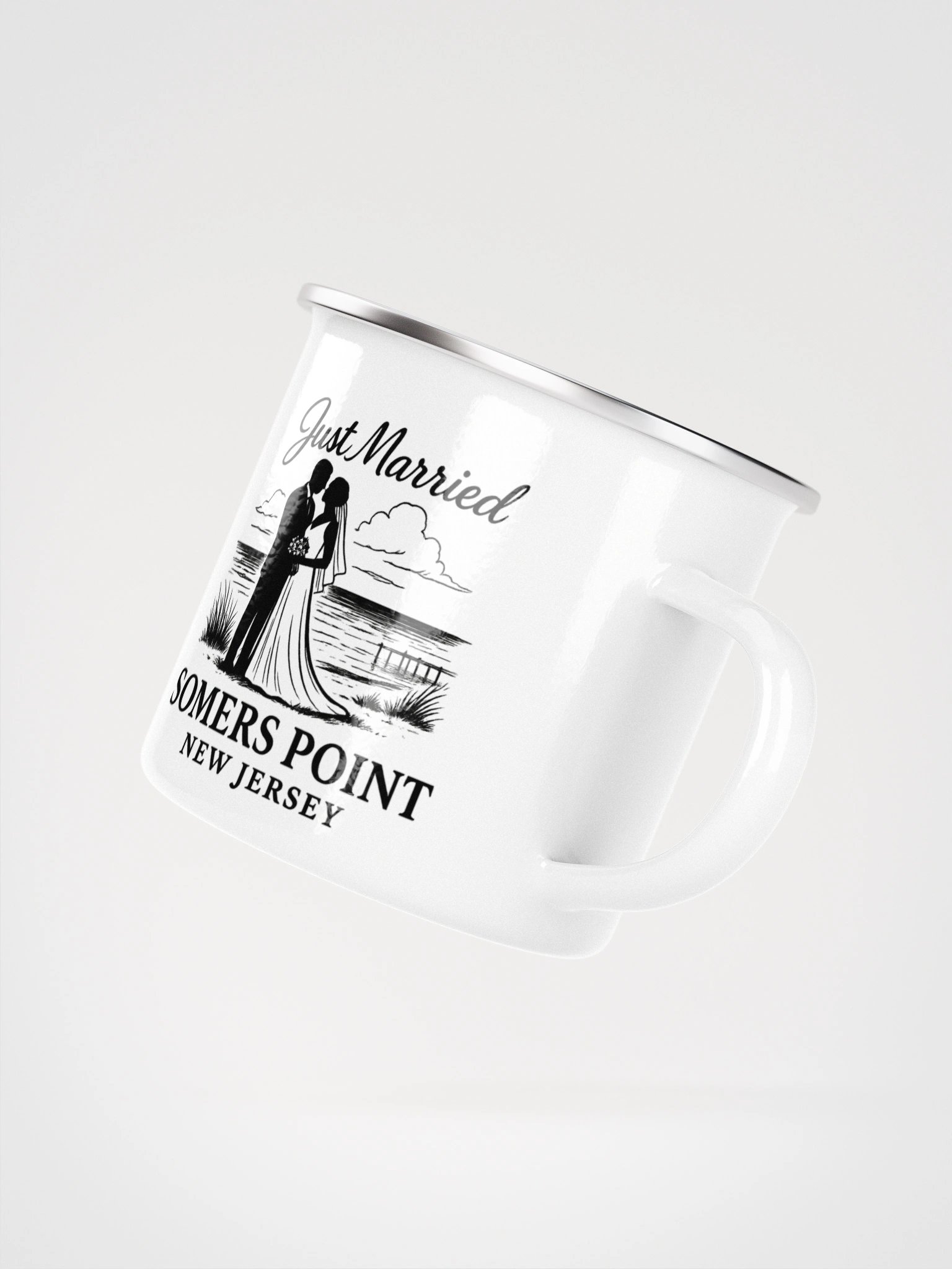 Somers Point NJ "Just Married" Enamel Wedding Mug product image (3)