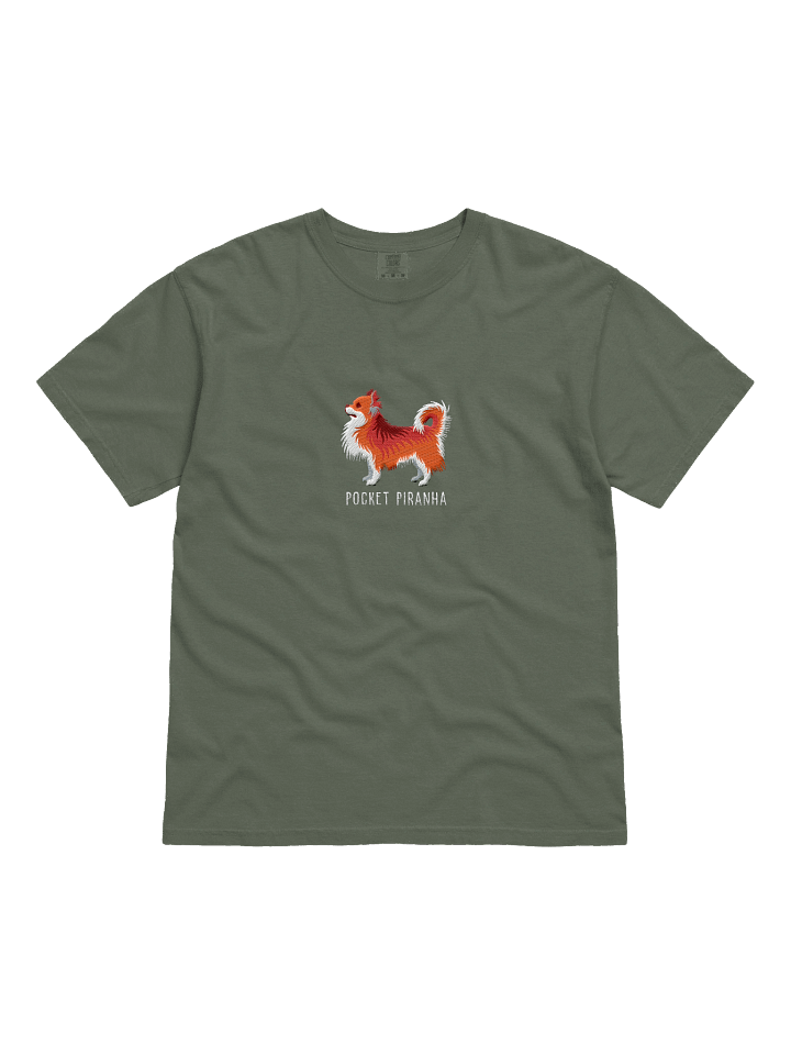 Pocket Piranha T-Shirt(Embroidered) of a Longhaired Chihuahua(Red) product image (31)