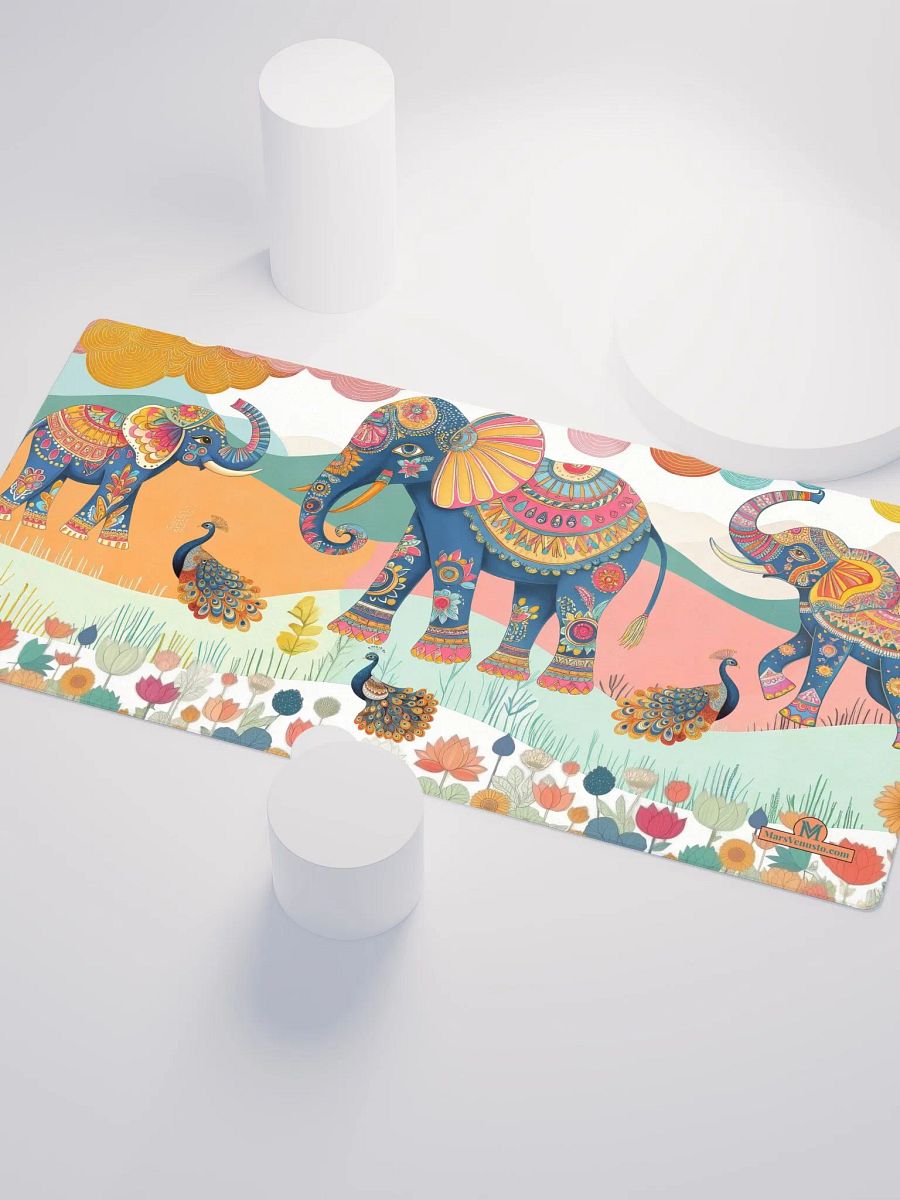 Dancing Elephants: Madhubani art, Gaming Pad product image (3)