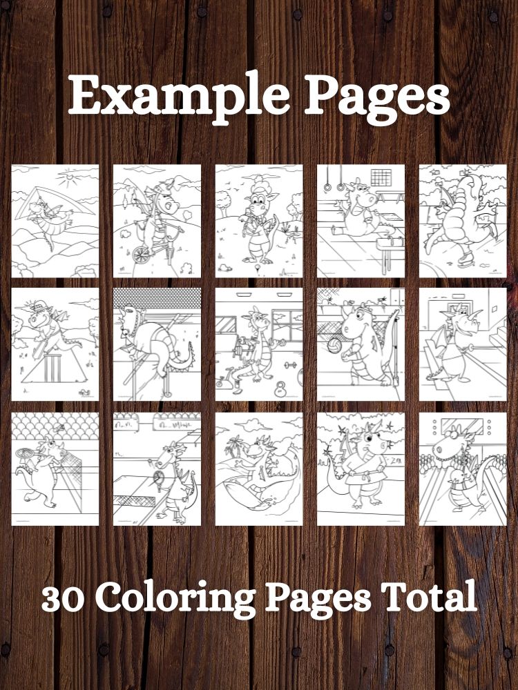 Dragons Playing Sports Printable Coloring Pages for Kids product image (3)