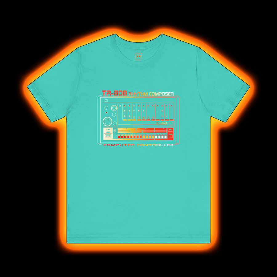 TR-808 T-Shirt - Roland 808 Rhythm Composer Drum Machine) by Vintage Voltage (COLOUR PRINT B) product image (1)