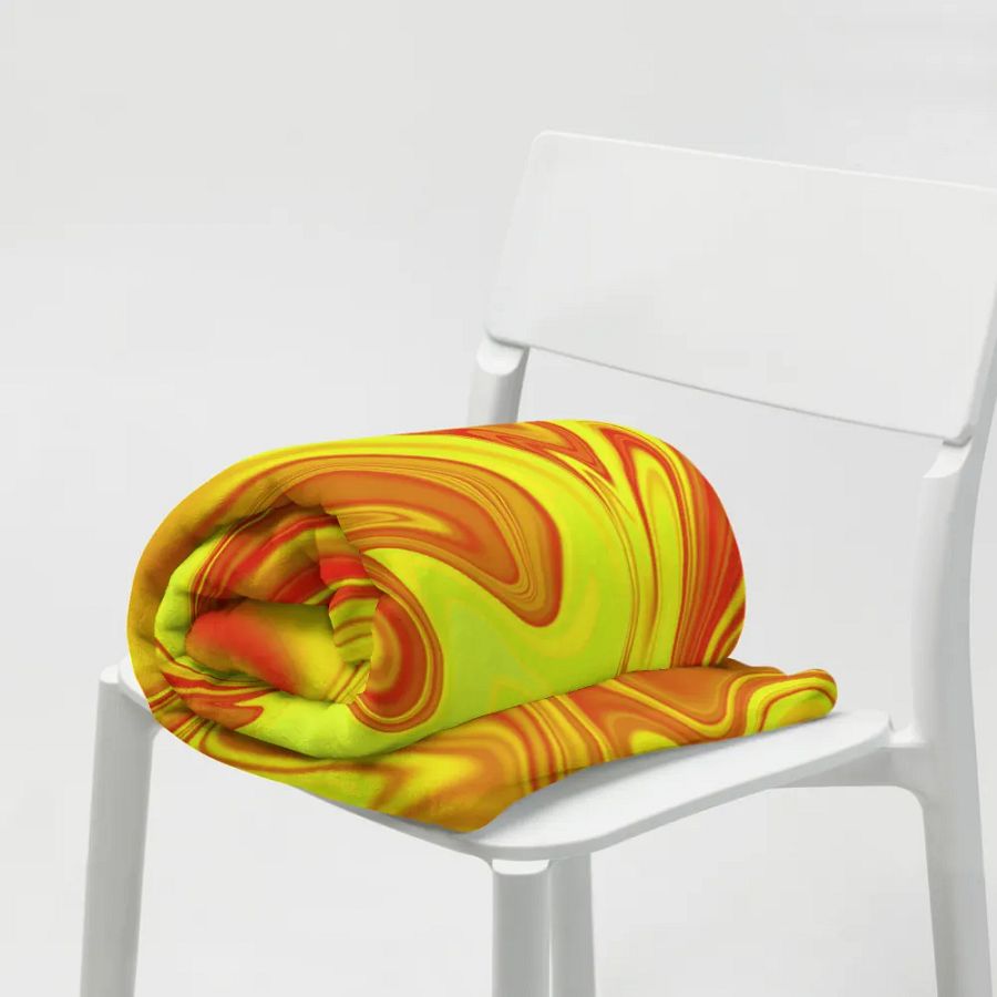 Throw Blanket - Yellow and Red Digital Fluid Art product image (9)