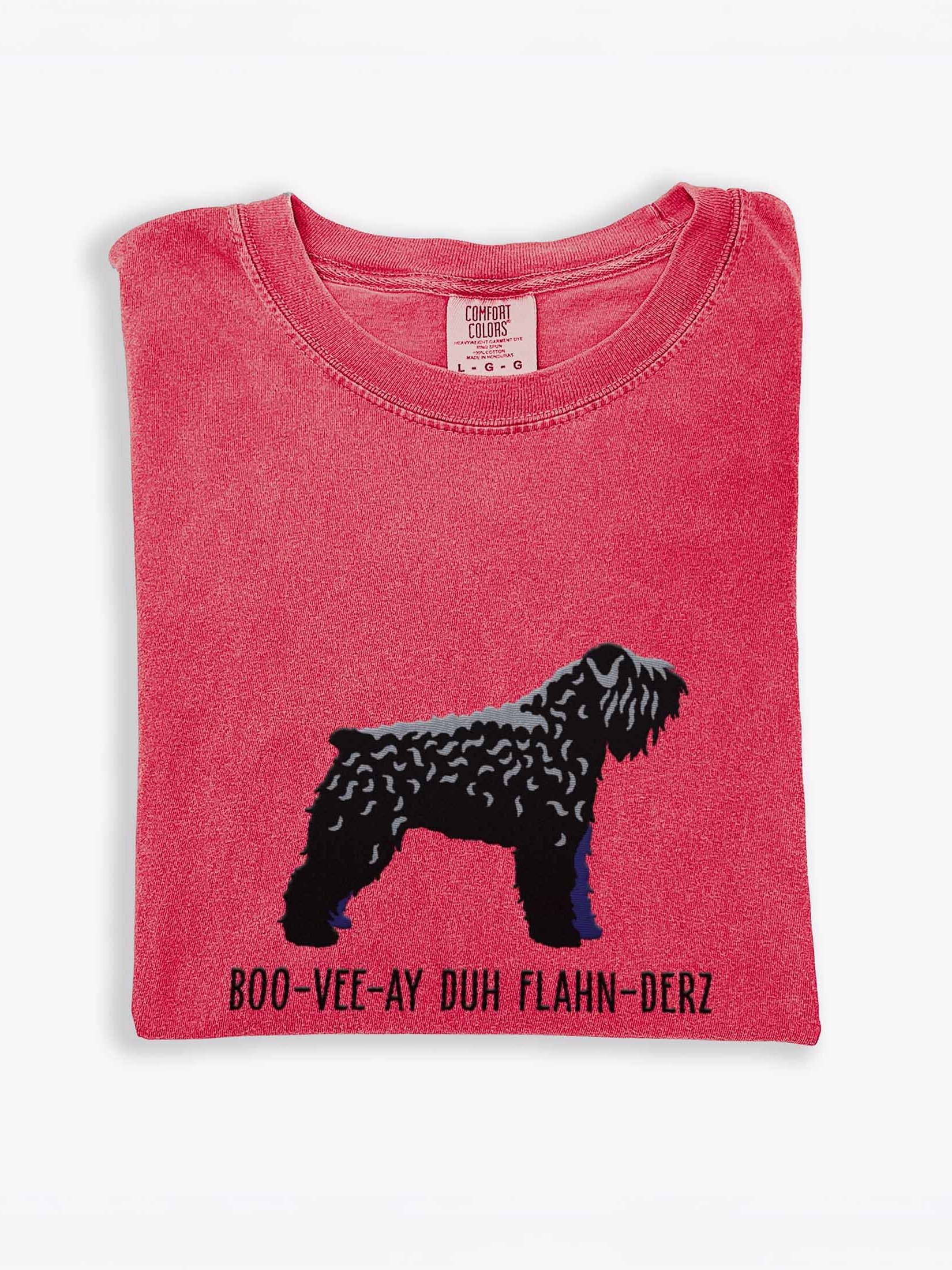 Boo-Vee-Ay Duh Flahn-Derz T-Shirt(Embroidered) of a Bouvier des Flandres(Black) product image (2)