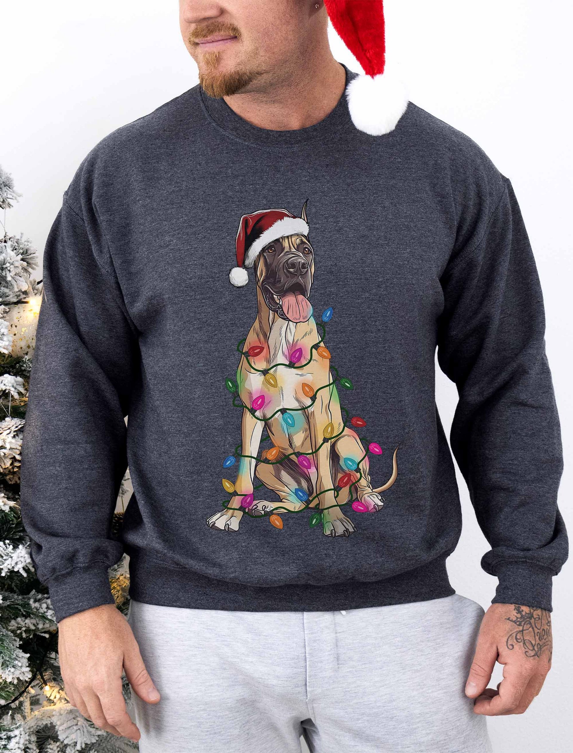 Funny Great Dane(Fawn, Cropped Ears) Christmas Sweatshirt product image (1)