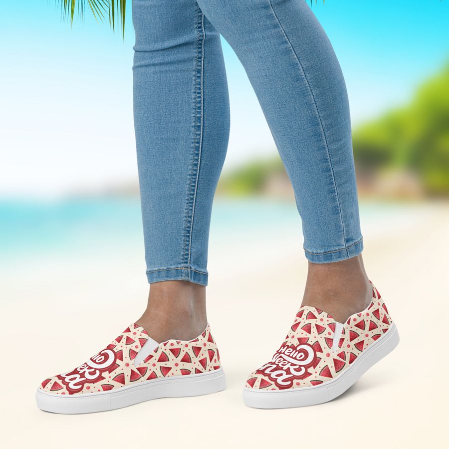 Hello Weekend Watermelon All Over Print Slip On Canvas Shoes product image (4)