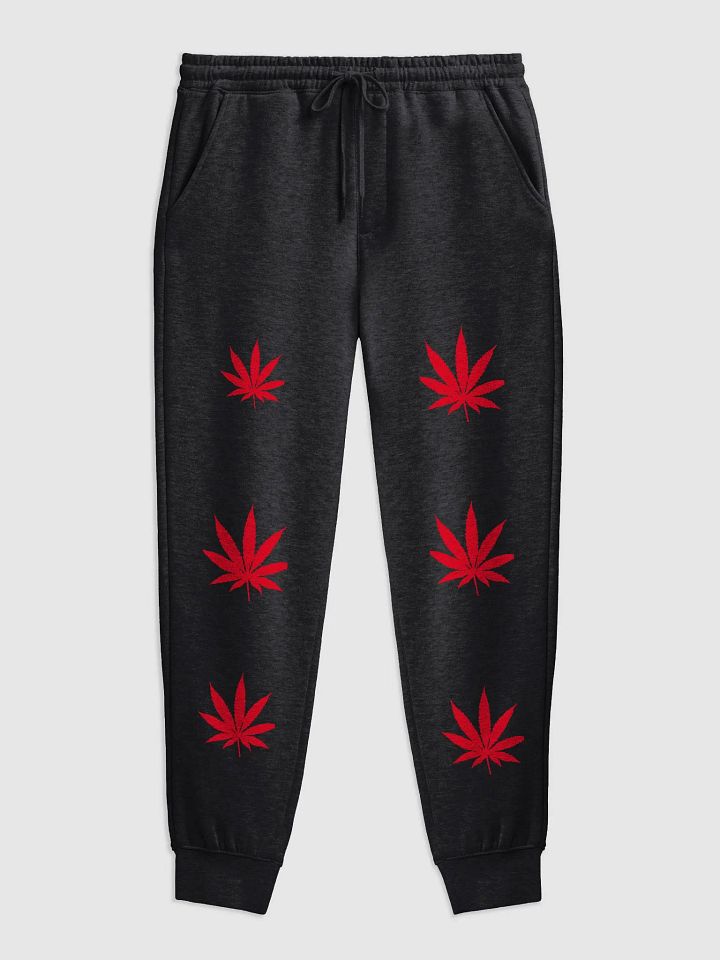 Red Cannabis Leaf Fleece Joggers product image (6)
