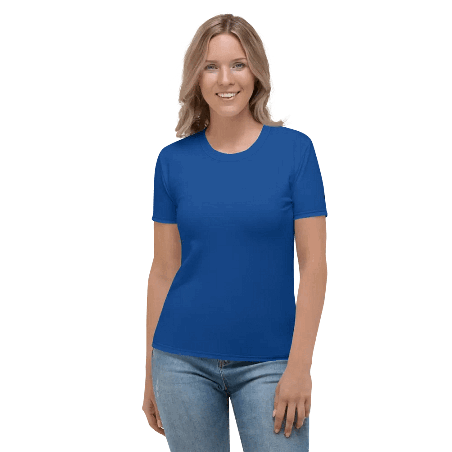 Plain Navy-Blue Light Summer Women's Crewneck Polyester Heavyweight Premium T-Shirt by Treasure Pie product image (1)