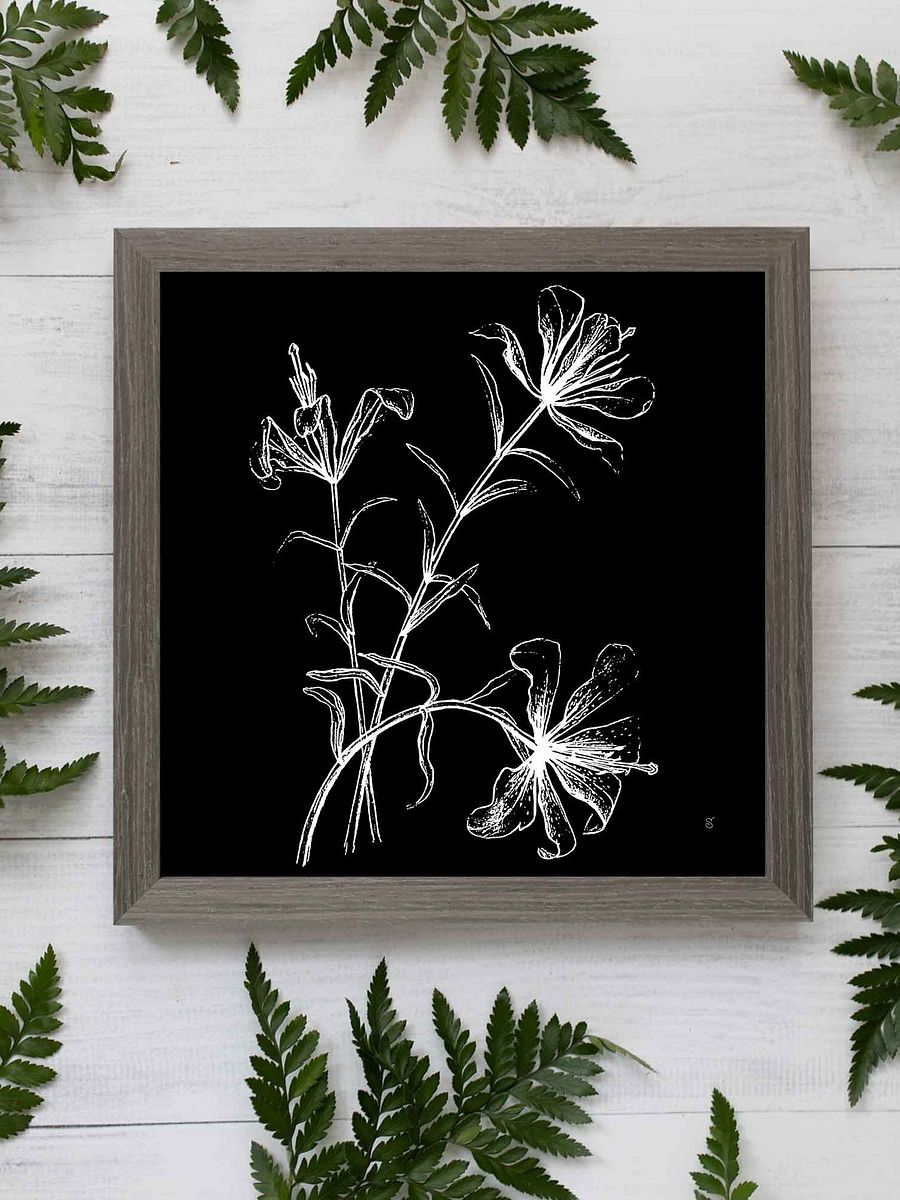Floral Line Drawing Canvas Art - Wild Elegant Flowers Dark product image (42)