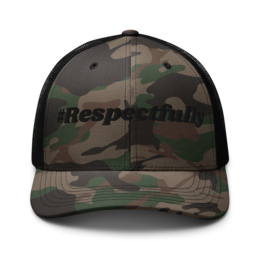 #Respectfully Camo Trucker Hat (Blk) product image (1)
