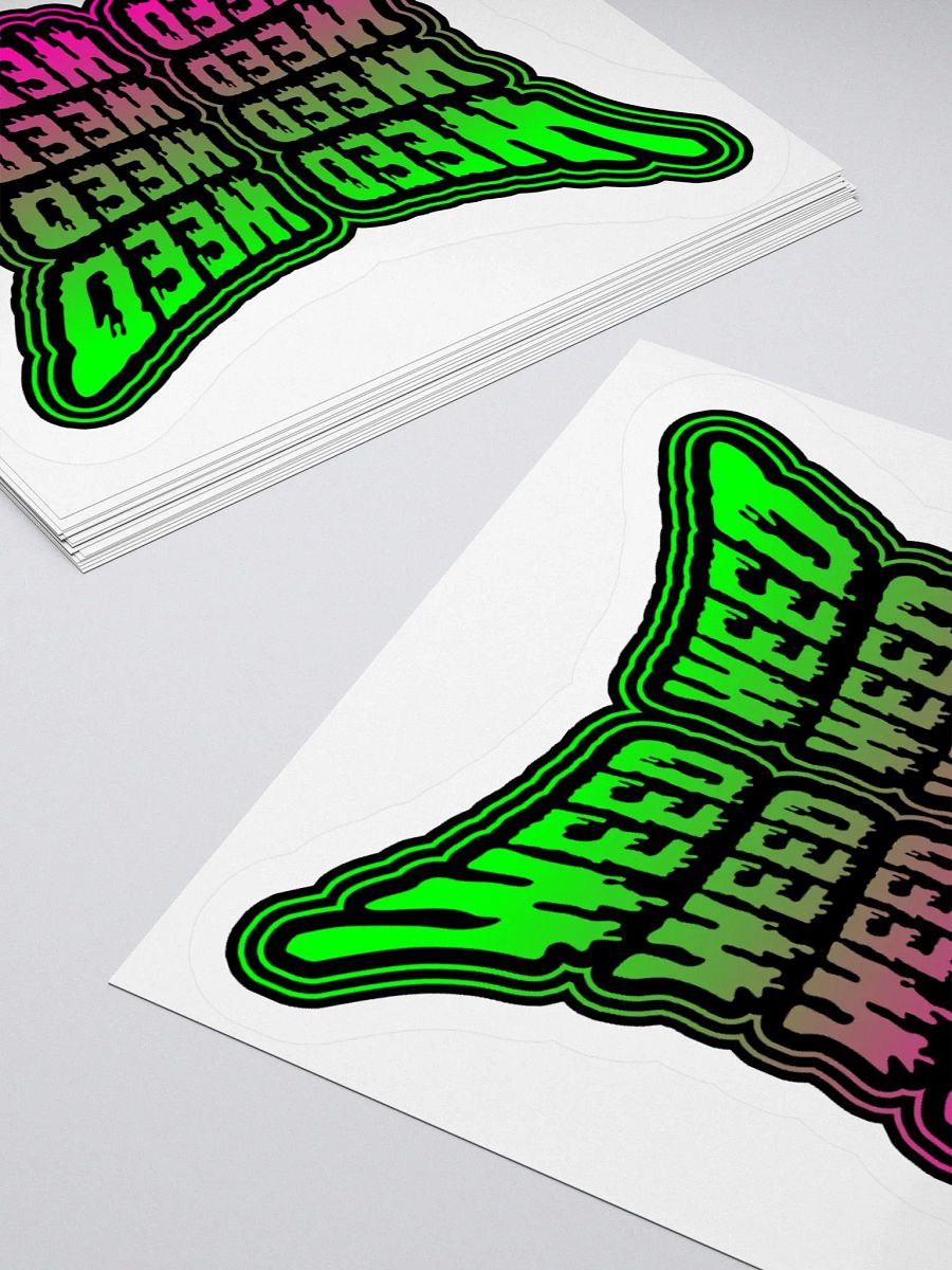 Pink Green Weird Weed Stoner Sticker, Creepy Cannabis Butterfly Art product image (4)