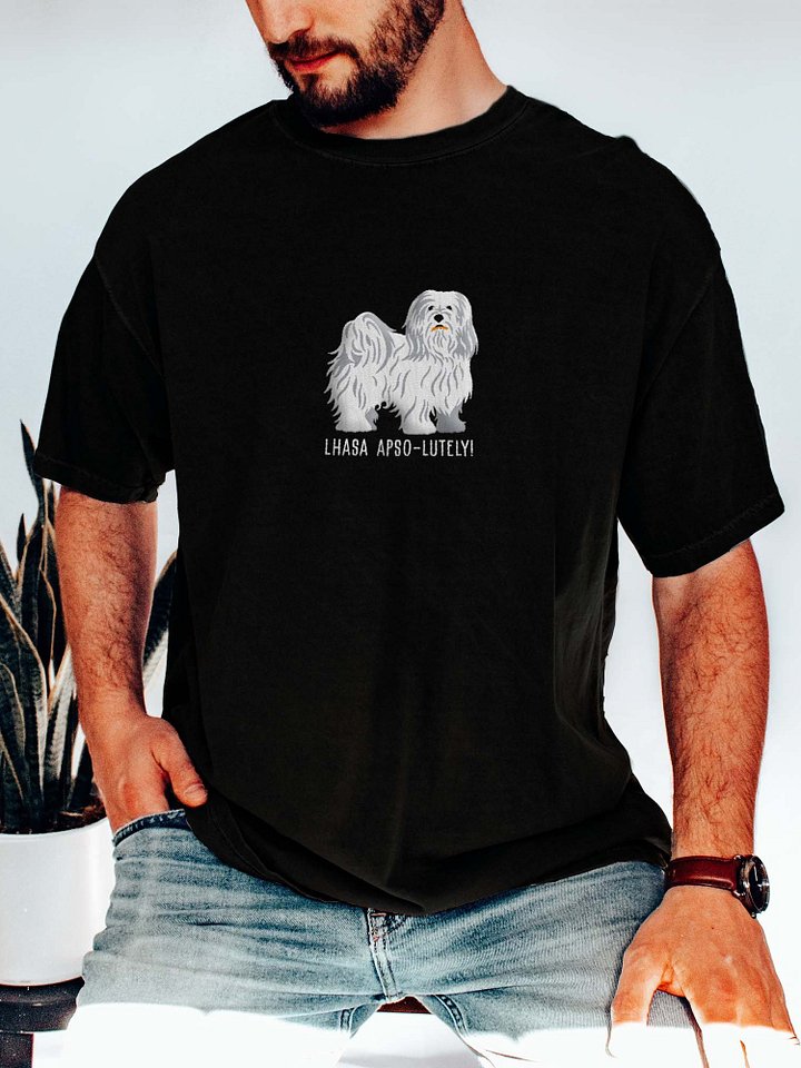 Lhasa Apso-lutely T-Shirt(Embroidered) of a Lhasa Apso(White) product image (2)