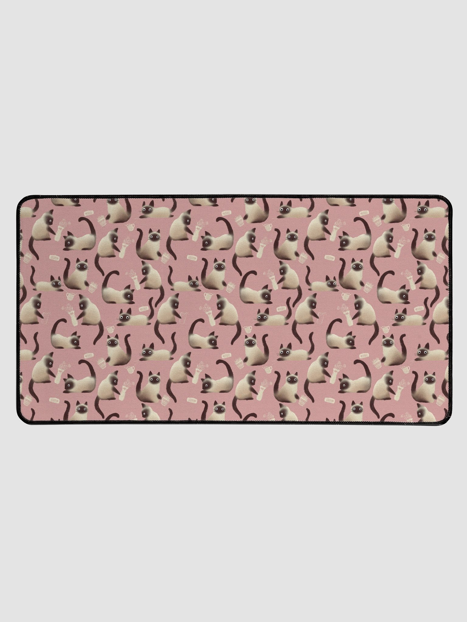 Bad Siamese Cats Knocking Stuff Over Patterned Desk Mat, Pink product image (1)