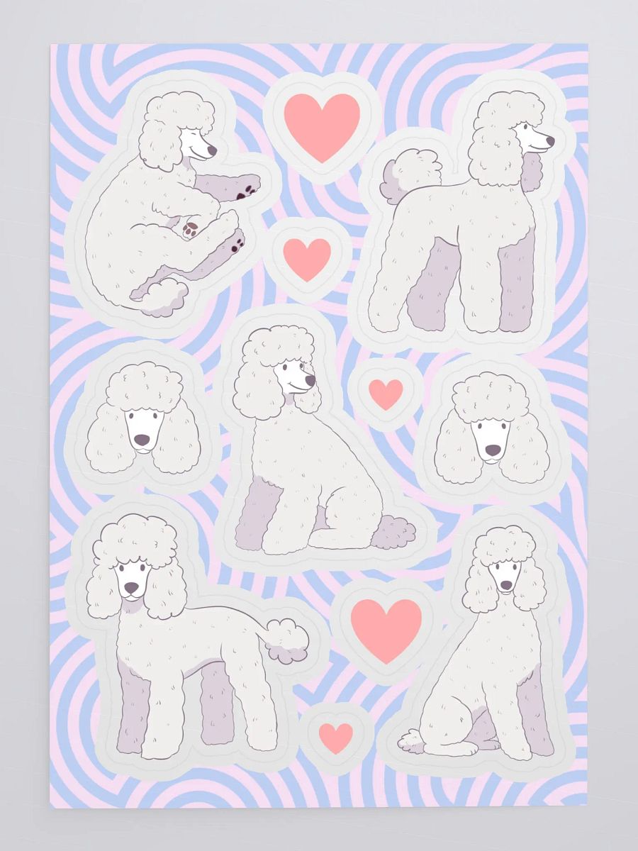 White Poodle Kiss Cut Sticker Sheet product image (4)