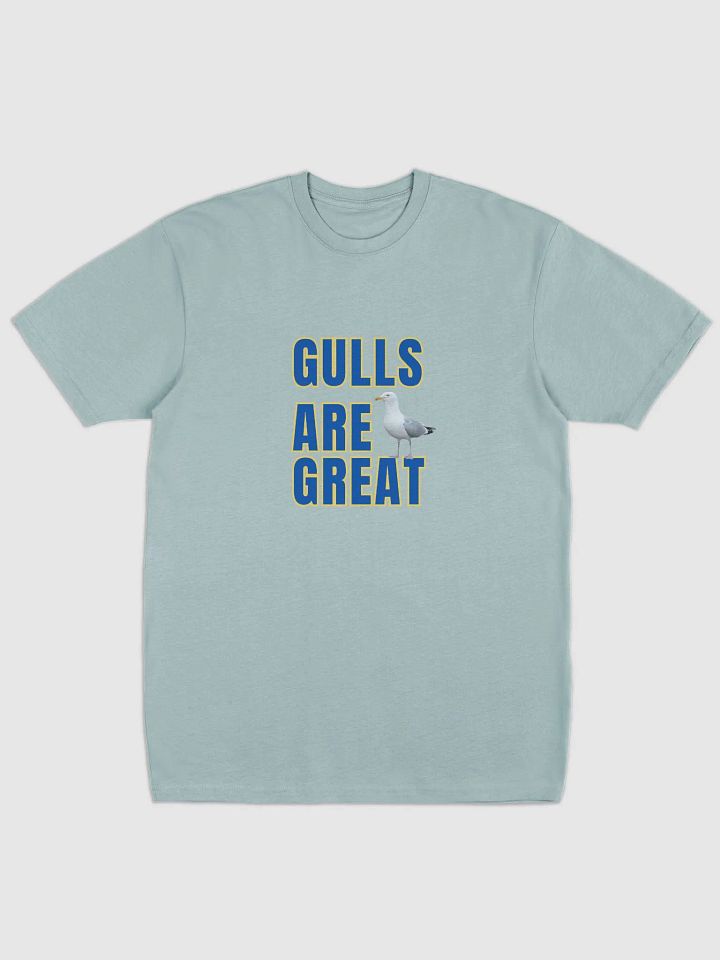 GULLS ARE GREAT Heavyweight T-shirt with Blue & Yellow Text product image (1)