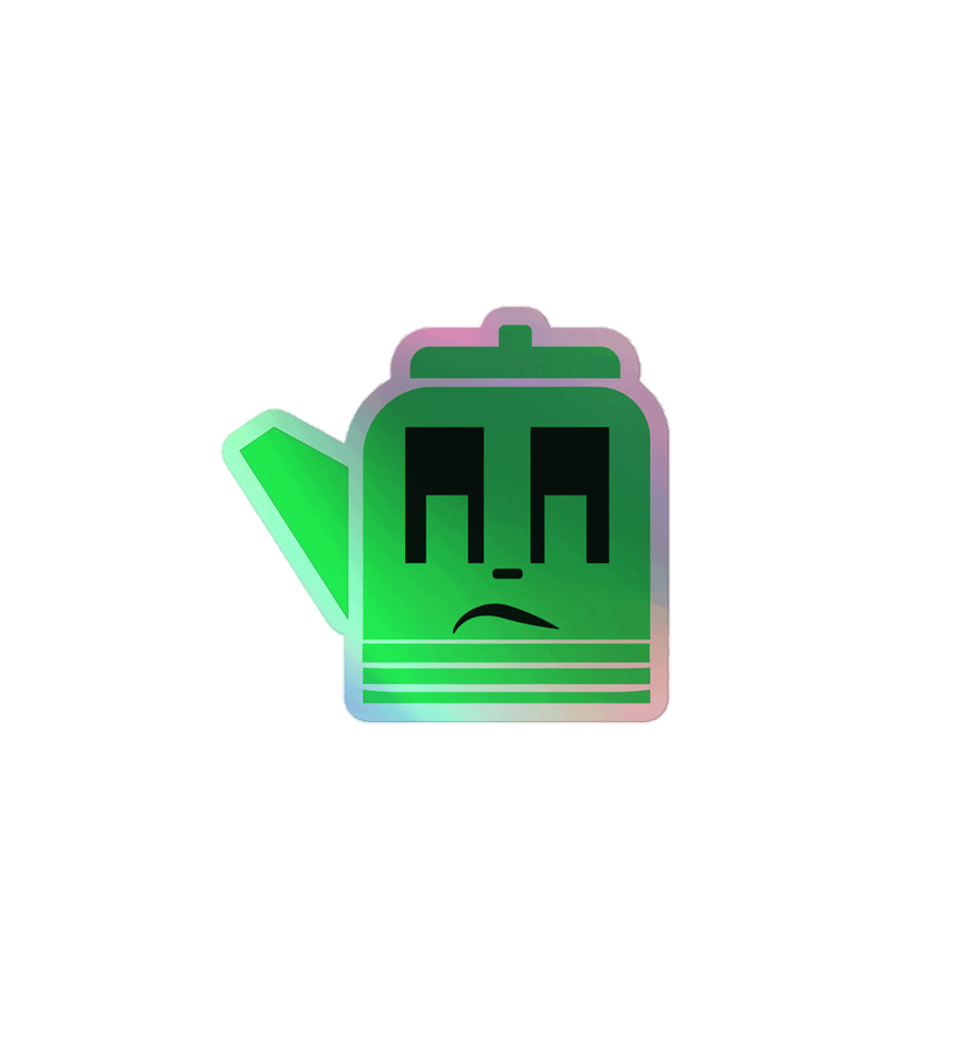 Grumpy Teapot Holographic Sticker Green product image (4)