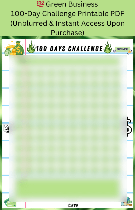 💚 Green Business 100-Day Challenge Cross-Out Tracker | Printable & Fillable PDF by NCD ✅ product image (1)