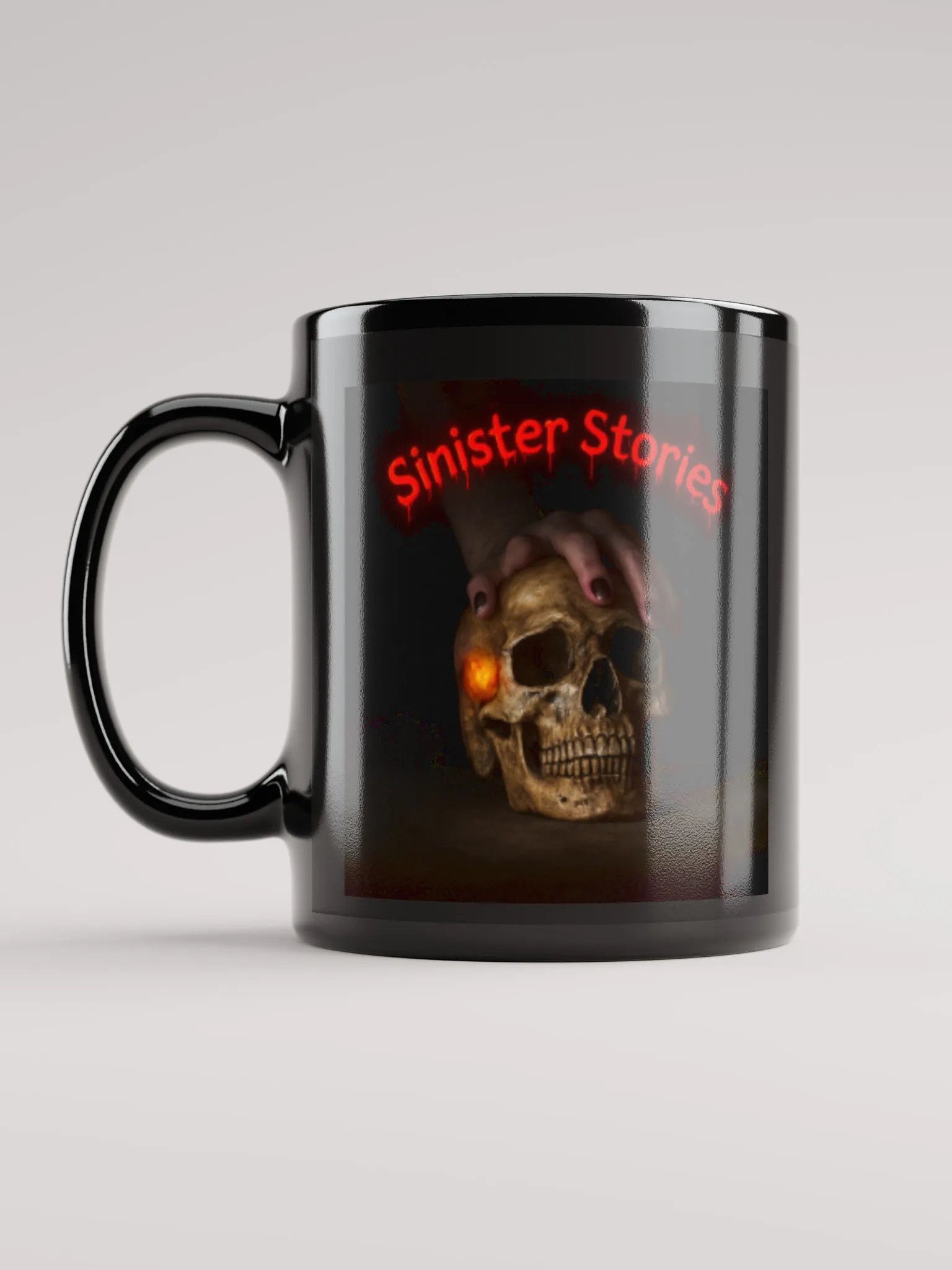 Sinister Stories Mug (both sides)– “Skull Grip” Glossy Black Edition (11oz & 15oz) product image (11)