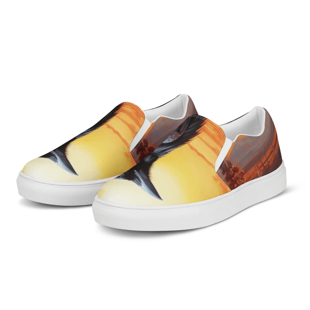 Men's Slip-On Canvas Shoes with Powerful Crow in Sunset Design 🌅 product image (5)