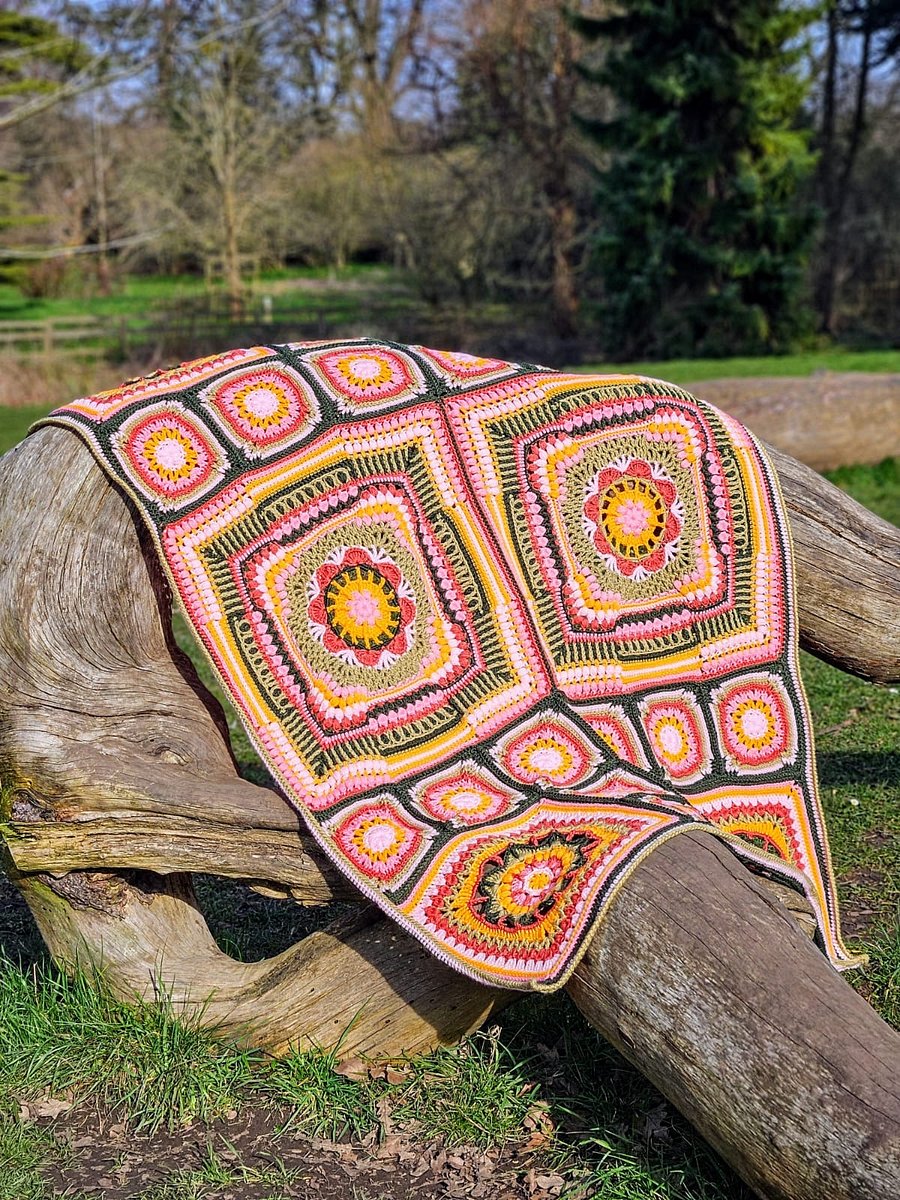 Floral Bloom Spring Crochet Blanket - Crochet Squares Blanket Pattern PDF product image (6)