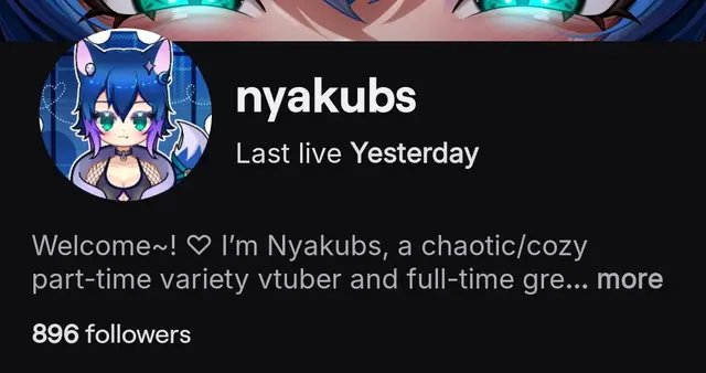 Guys we are so close to 900 on Twitch! If yall could help a gal get there I would be so grateful!!! #vtuber #twitch #vtuberEN  https://www.twitch.tv/nyakubs 