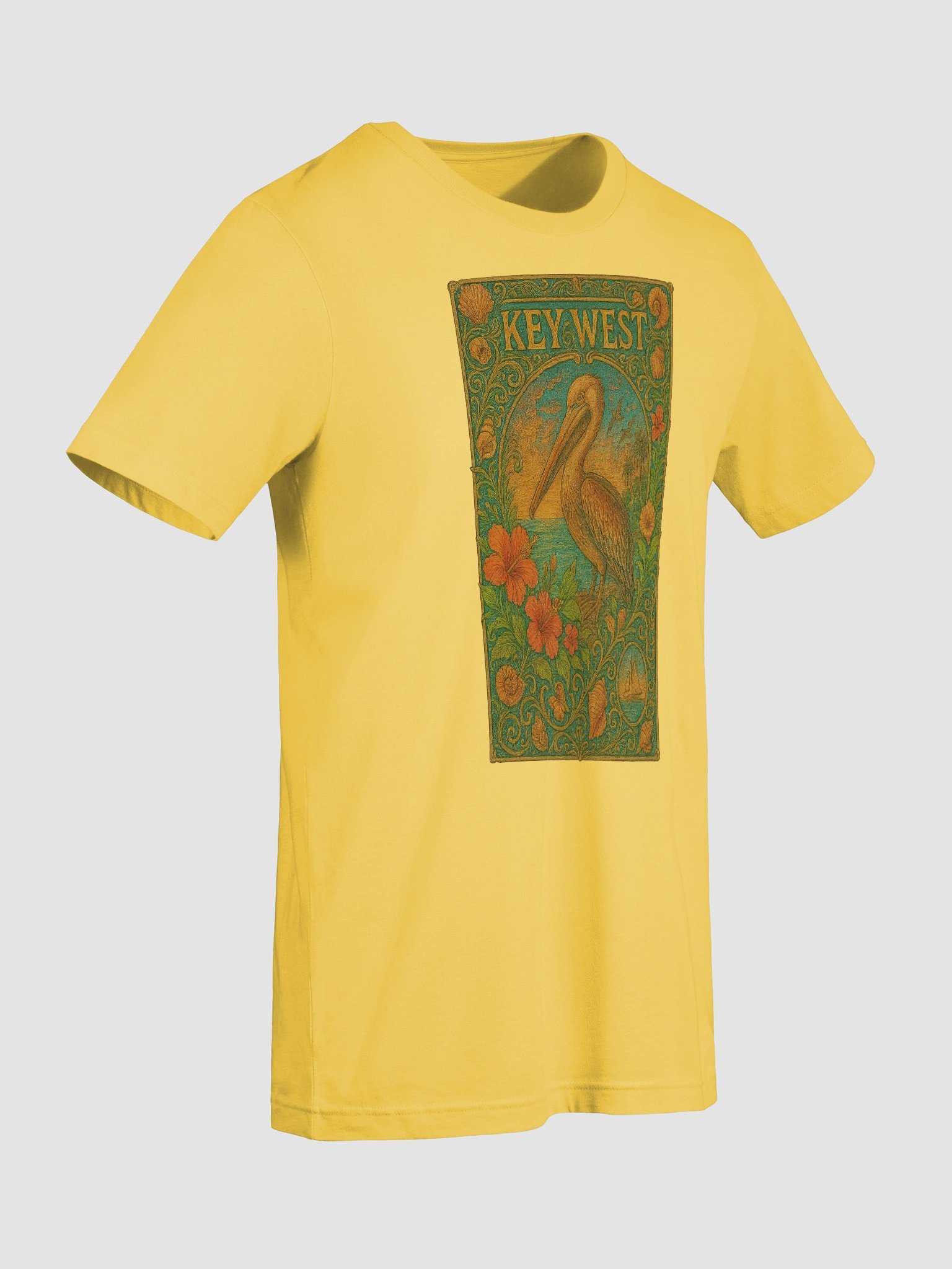 Key West Tropical T-Shirt Ultra Soft Tee with Pelican and Hibiscus product image (9)