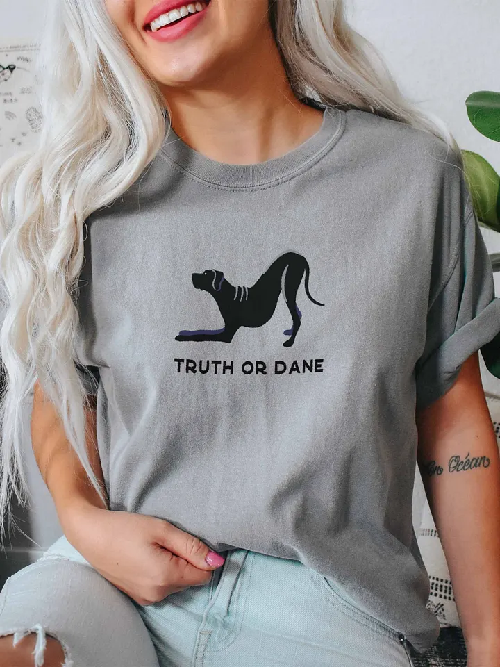 Truth or Dane T-Shirt(Embroidered) of a Great Dane(Black) product image (2)