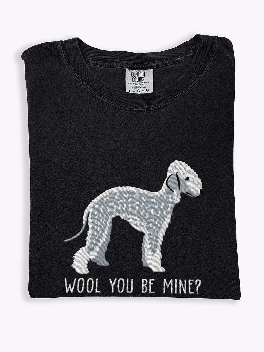Wool You Be Mine? T-Shirt(Embroidered) of a Bedlington Terrier(Blue) product image (1)
