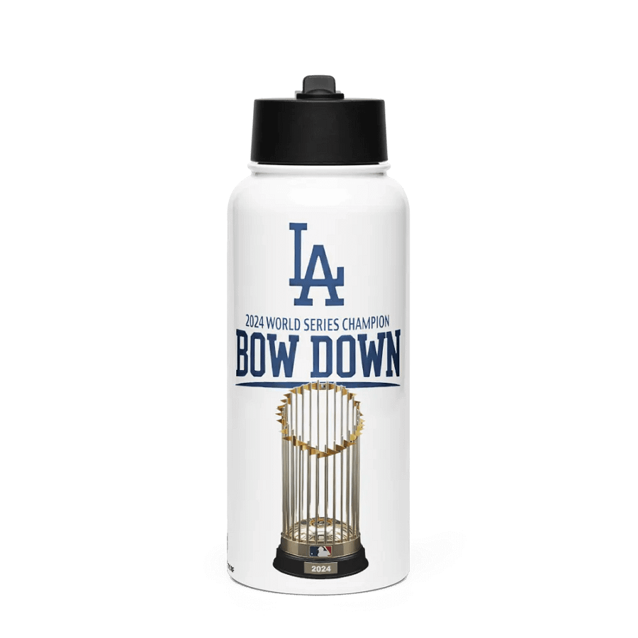 "Bow Down" Dodgers 2024 World Series Champion Water Bottle product image (1)