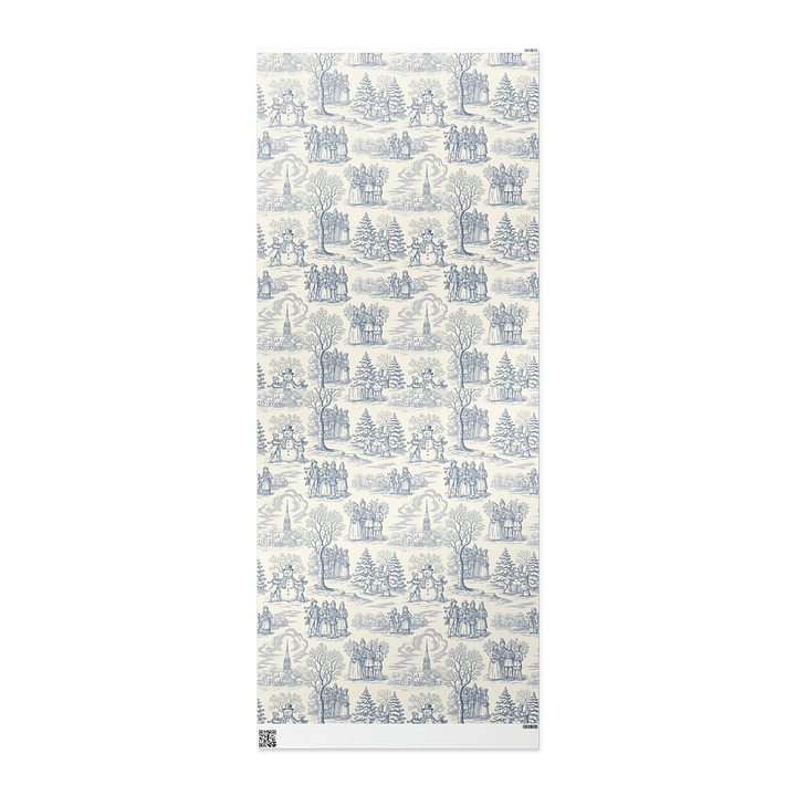 Christmas Caroling & Snowman Fun Toile Chinoiserie Wrapping Paper product image (3)
