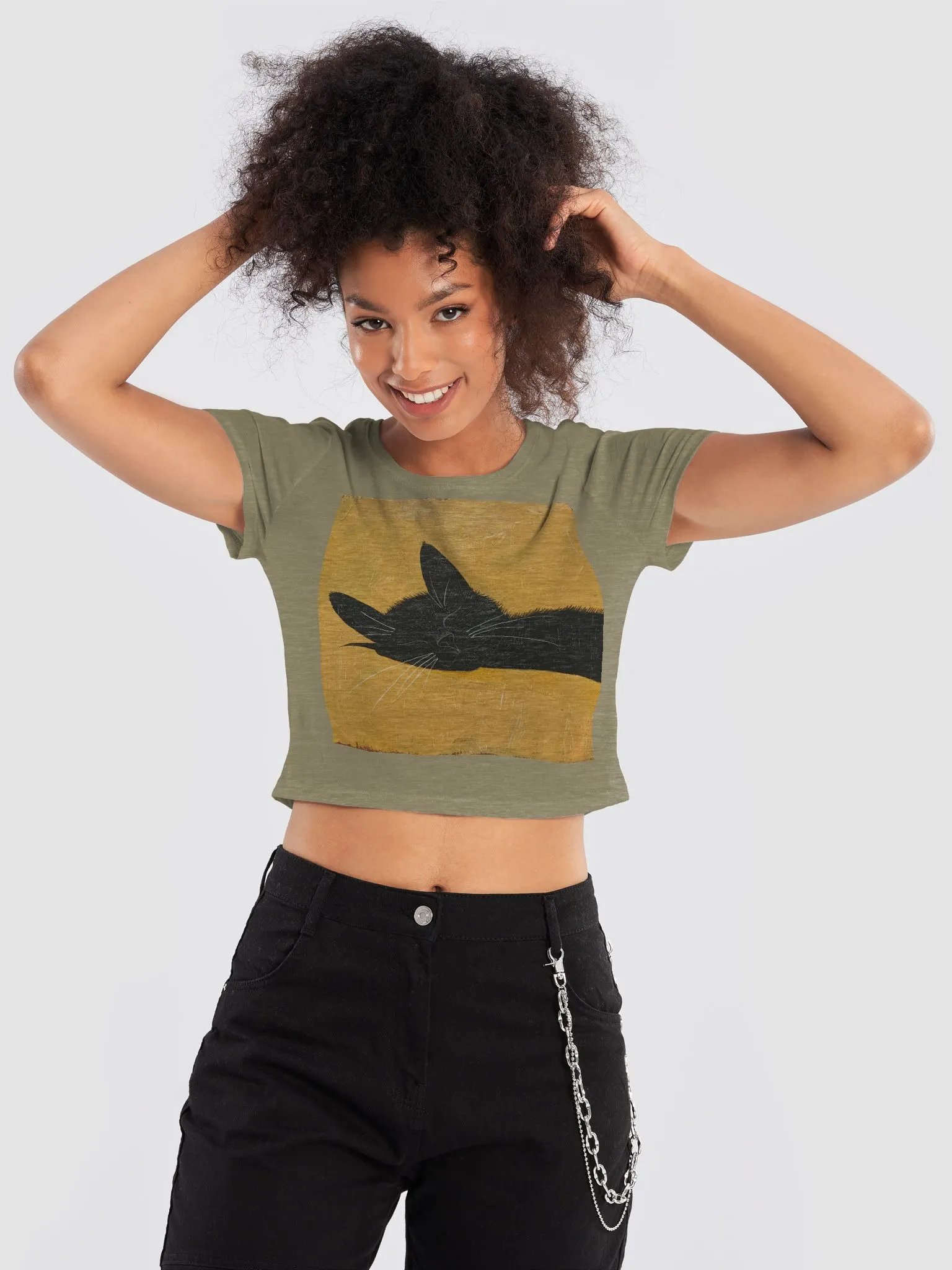 Bella+Canvas Women's Crop Tee -Sweet Sleeping Black Cat product image (9)