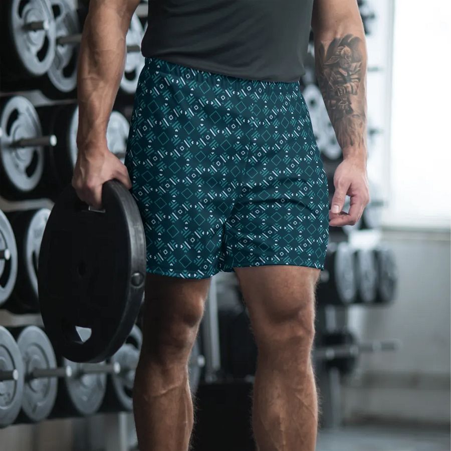 Facet Fantastic Blue Geometric All Over Print Unisex Athletic Long Shorts product image (3)