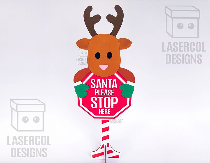 Santa Please Stop Here Sign (Reindeer) - Laser Cut Files product image (2)
