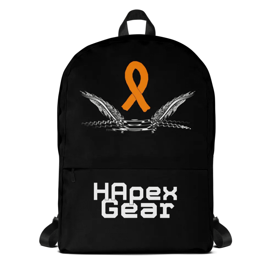 White HApex Gear White Logo Cancer Awareness Orange Ribbon. Black Backpack product image (1)