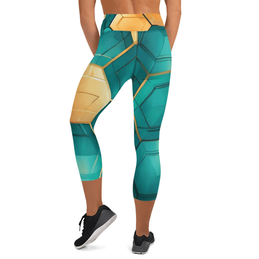 Hexagonal Harmony: Teal and Gold Geometric Fusion product image (5)