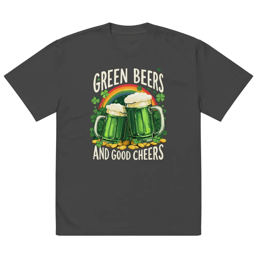 Green Beers and Good Cheers St. Patrick’s Day T-Shirt – Fun Irish Celebration Oversized Faded T-Shirt product image (3)