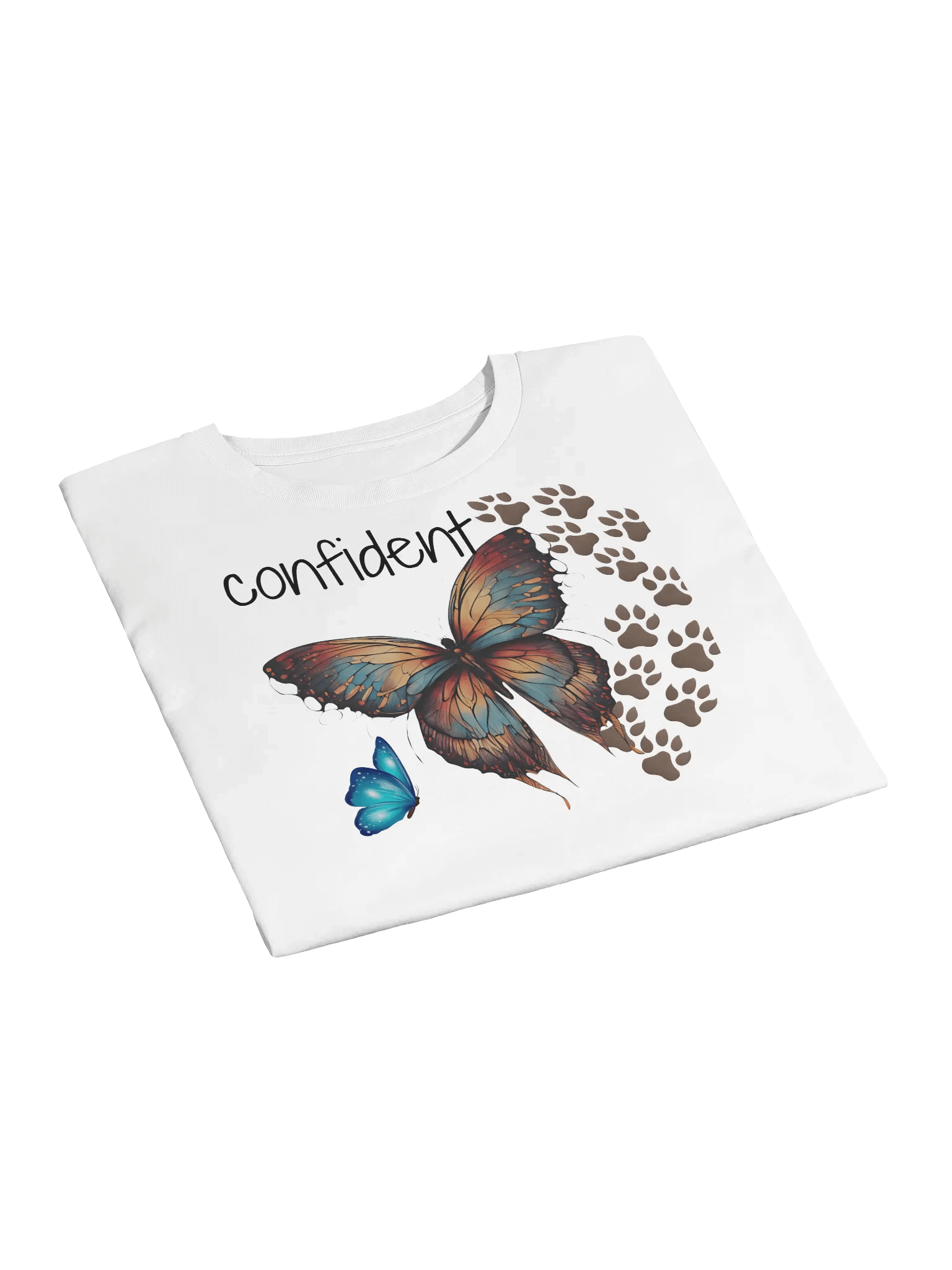 Women's Premium Crop Top– "Confident" Quote, with Butterflies & Paw Prints product image (3)