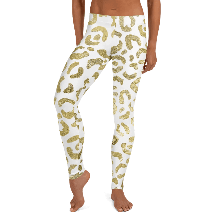 White and Gold Leopard Overlay Print Leggings – Elegant, Bold & Ultra-Stylish product image (9)