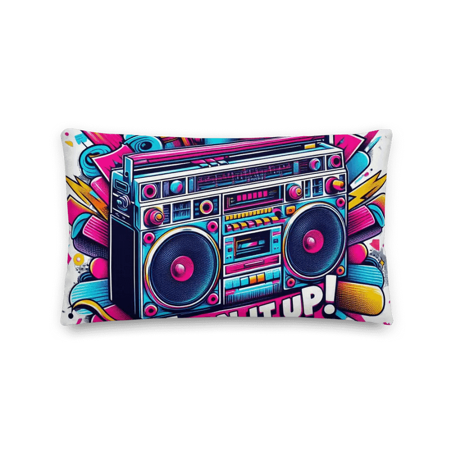 Retro Vibes Boombox Pillow | AI Design classic vintage Turn it Up product image (2)