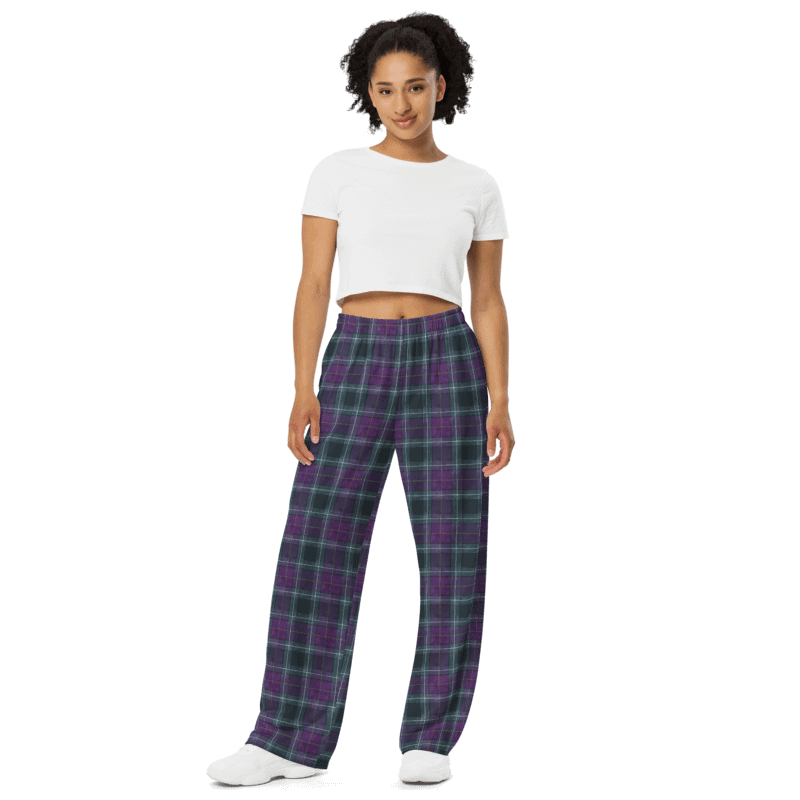Purple/Green Plaid Wide Leg Pants product image (1)