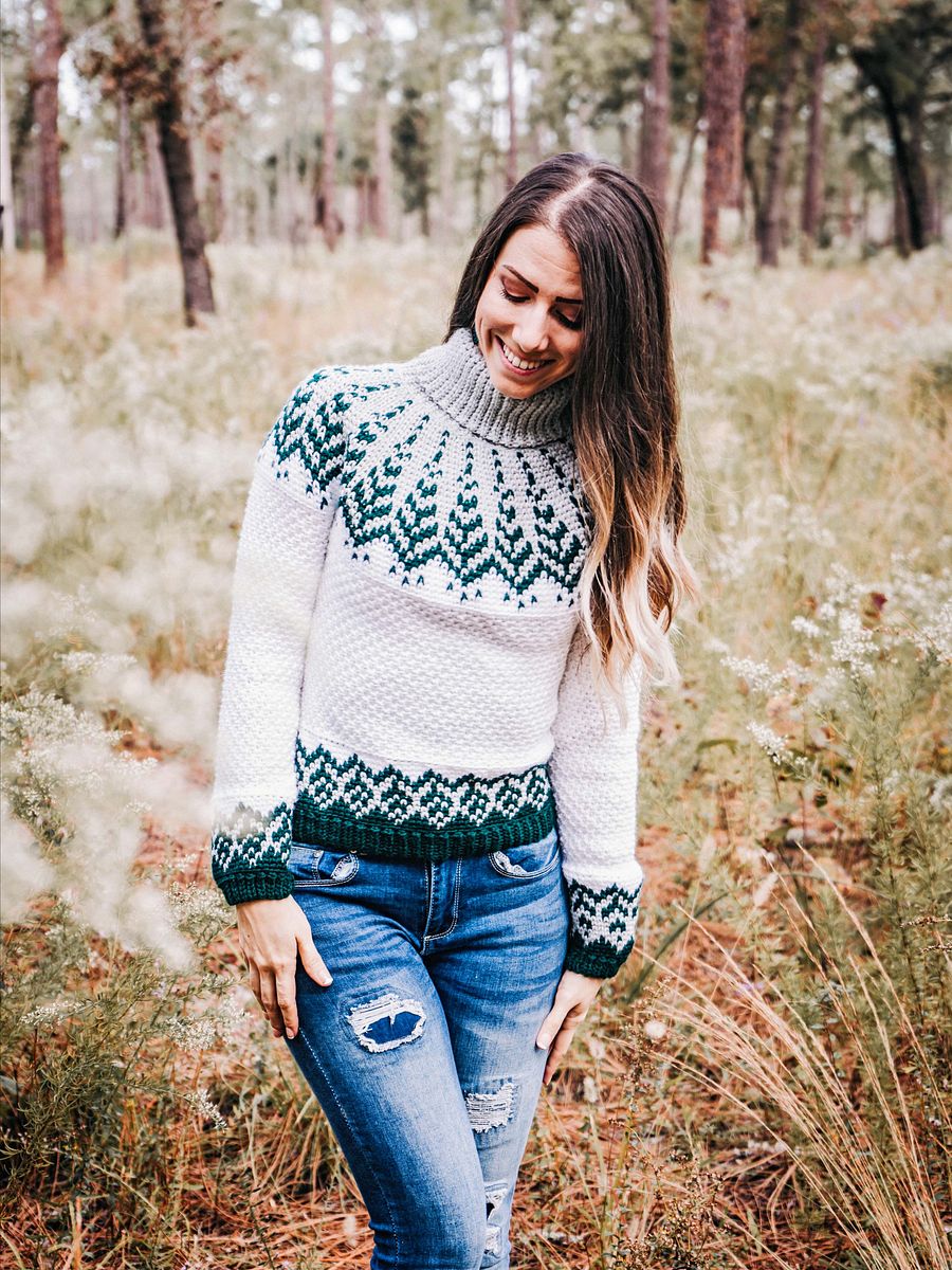 Pine Fair Isle Crochet Sweater Pattern product image (7)