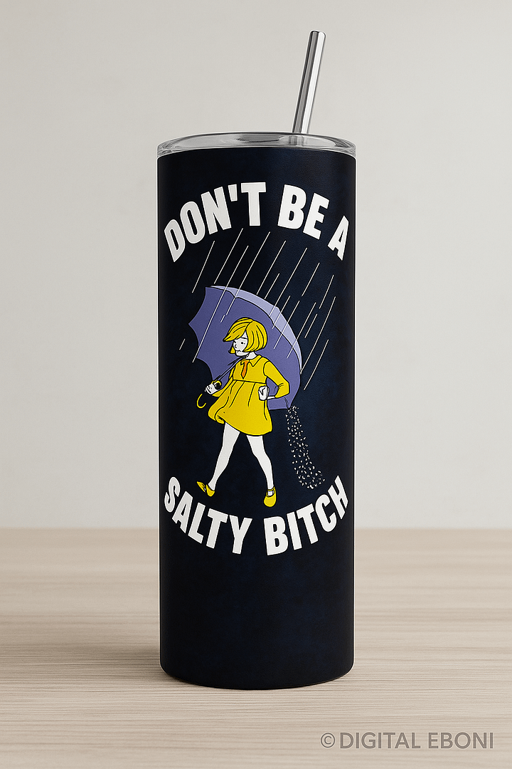 Funny Retro Salt Girl Tumbler Wrap - Don’t Be a Salty Bitch - 20oz PNG Sublimation Design for Digital Download, Humor Cup Wrap Printable product image (1)