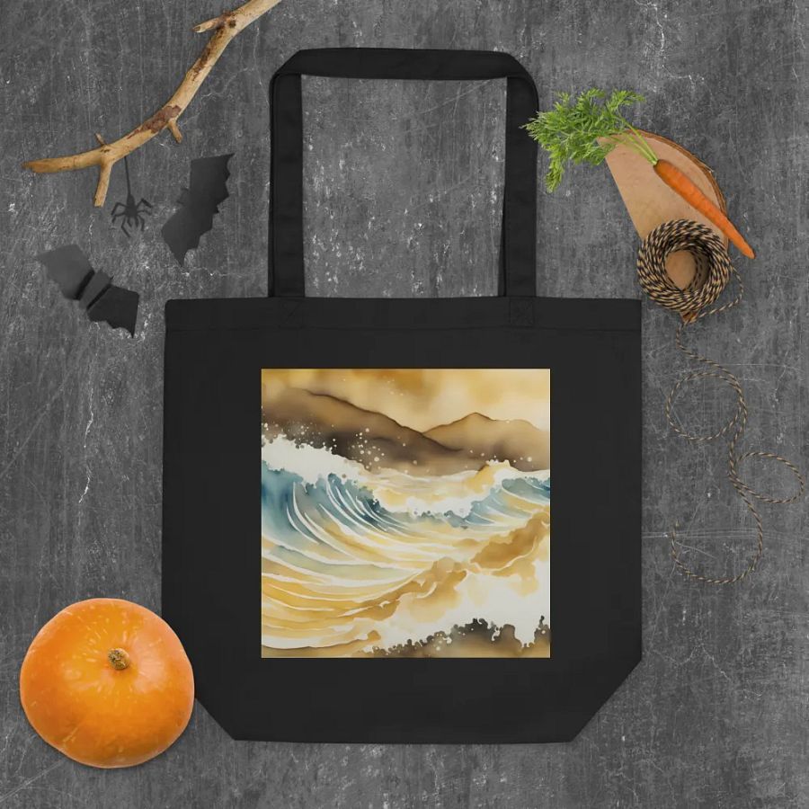Blue and Golden Waves, Organic Cotton Twill Tote Bag product image (5)